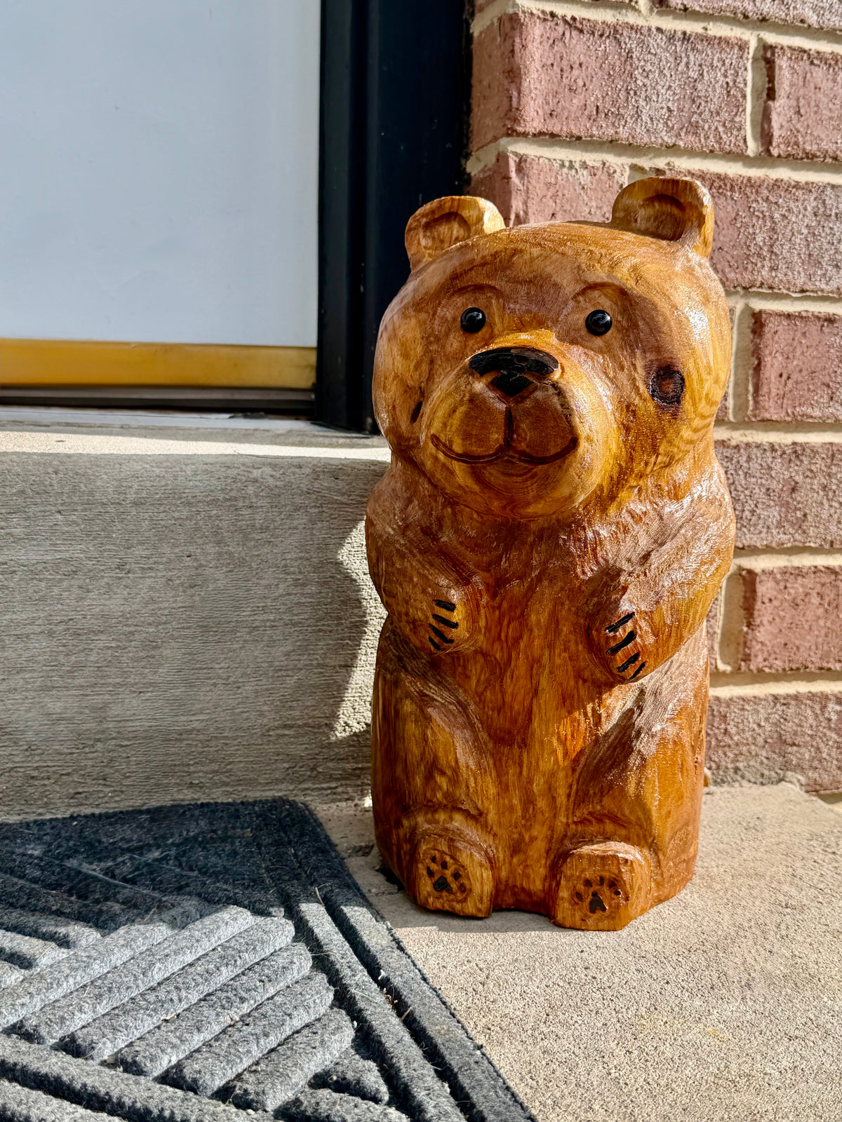 Hand Carved Wooden Bear Statue