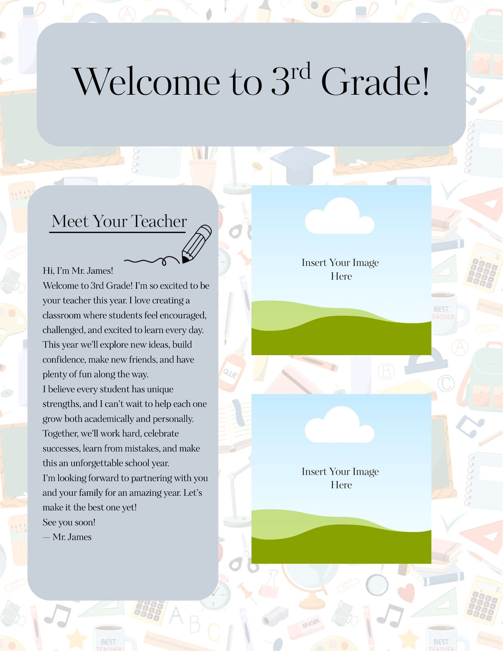 Editable 3rd Grade Welcome Packet Template | Meet the Teacher, Parent Questionnaire & Classroom Wish List | Canva Template