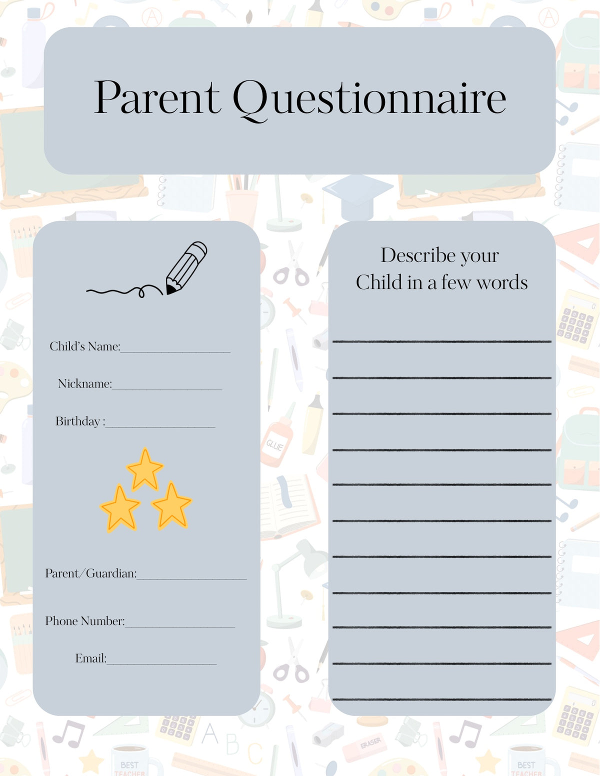 Editable 3rd Grade Welcome Packet Template | Meet the Teacher, Parent Questionnaire & Classroom Wish List | Canva Template