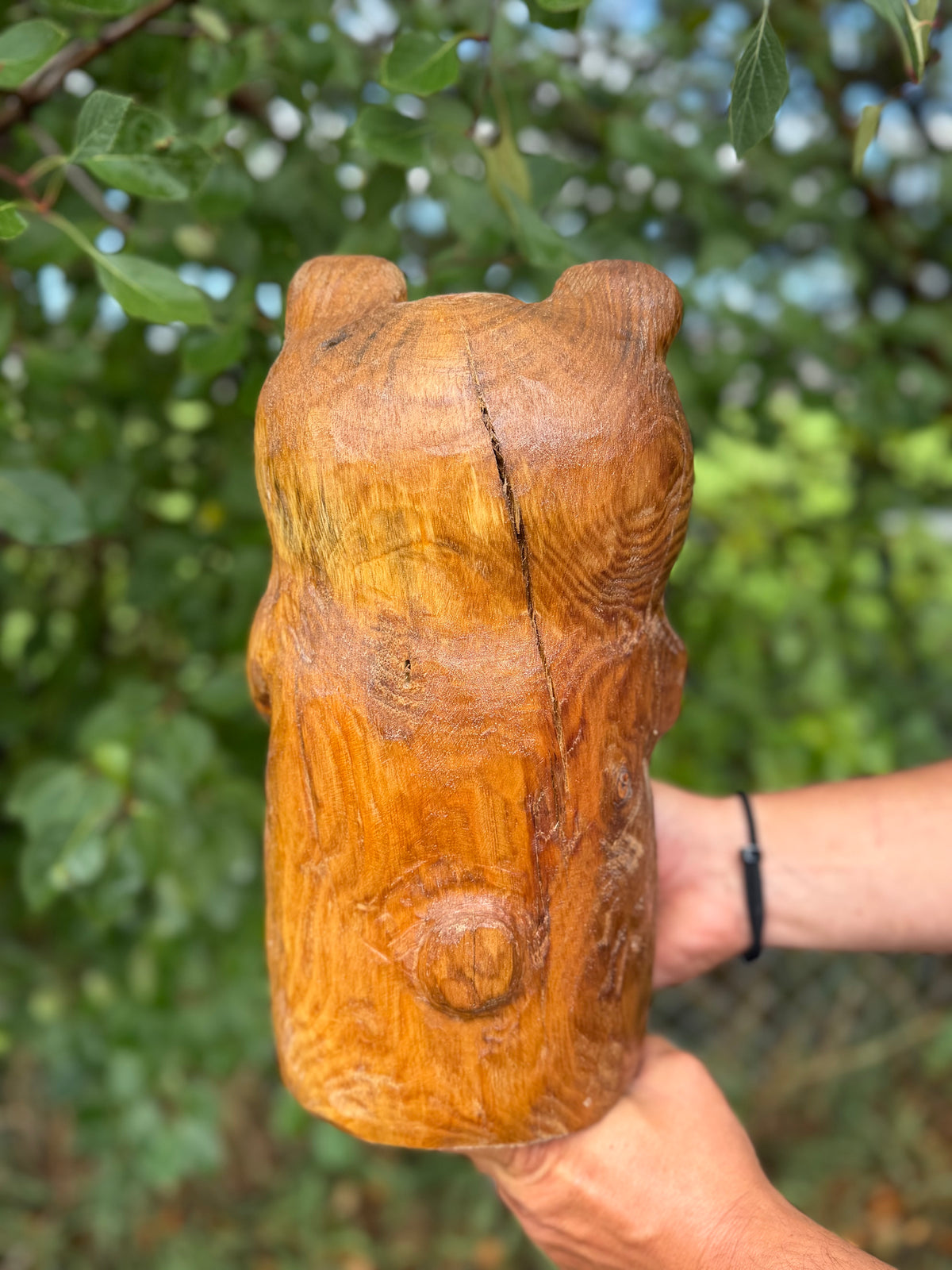 Hand Carved Wooden Bear Statue
